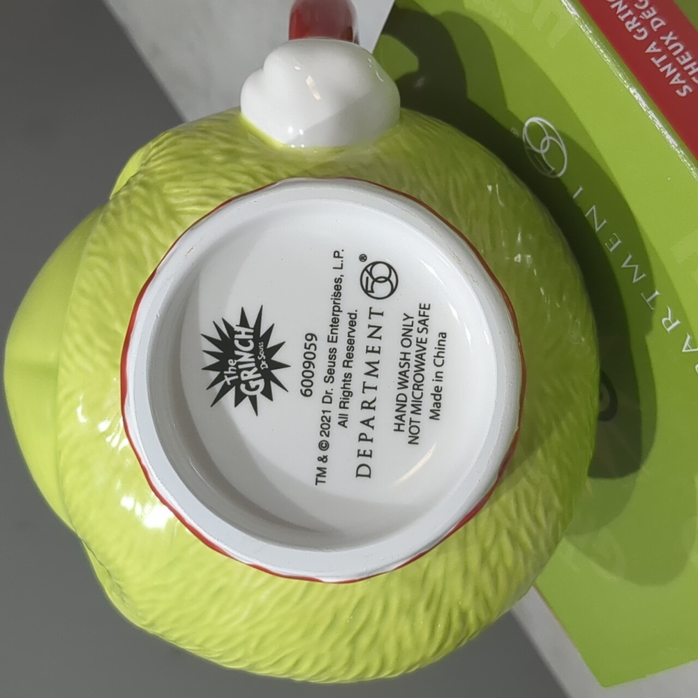 DEPARTMENT 56 Dr. Seuss Santa Grinch Sculpted Coffee Mug 32 Oz. New - Picture 5 of 10